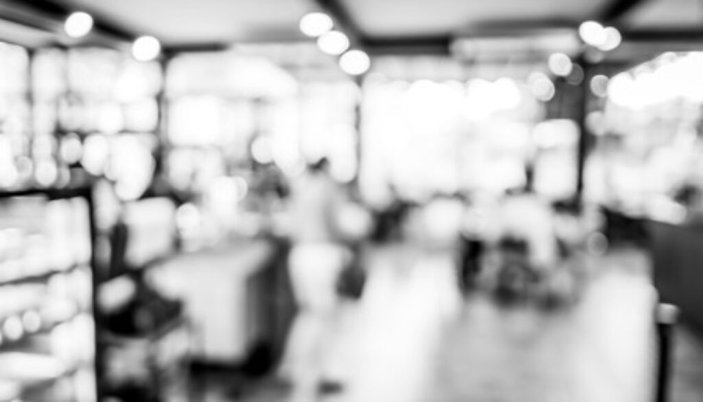41688188 - black and white blur background, bokeh light at coffee shop.